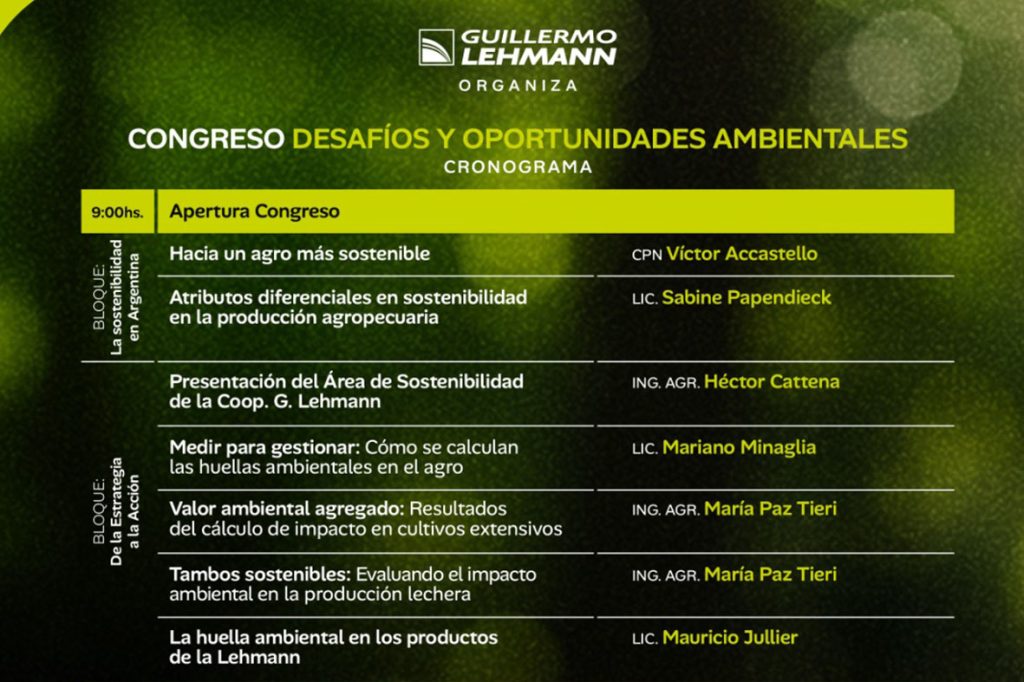 La Cooperativa Guillermo Lehmann presenta a los disertantes que tendrá el Congreso de Sustentabilidad 2025 en Santa Fe