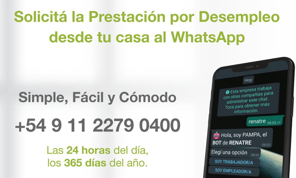 El RENATRE lanzó un servicio de WhatsApp para que los trabajadores rurales puedan solicitar la prestación por desempleo